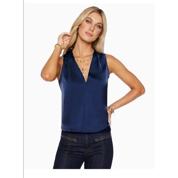 Ramy Brook Blouse Size XS Navy Blue Jilly Tank Top 100% Silk Old Money $275 - Picture 1 of 15